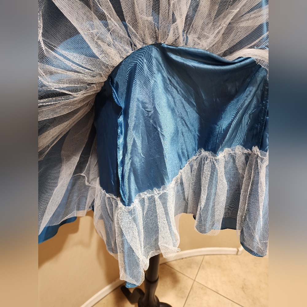 Unique Vintage Blue cotton blend Crinoline dress M - Picture 7 of 9